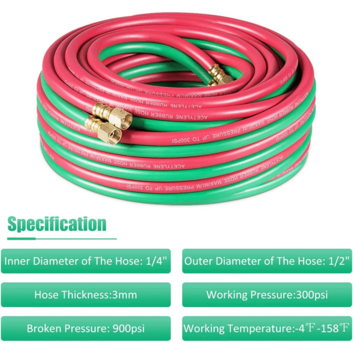 OXY-ACE Tyelene 300-PSI Twin Hose W/Fitting 1/4" BEST WELDS - Image 7